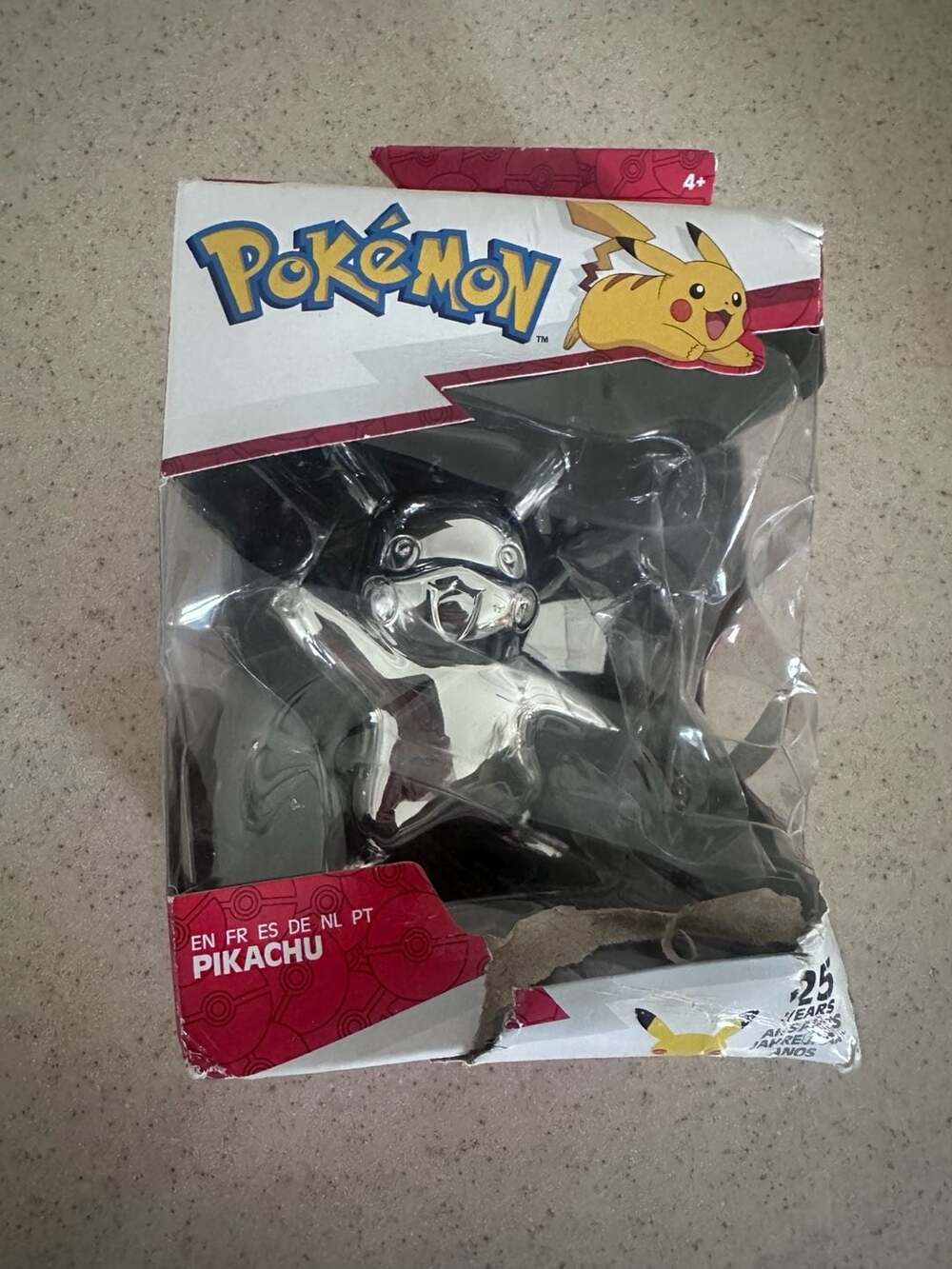 Pokemon 25th Anniversary Silver Chrome Figure Series 1 Pikachu